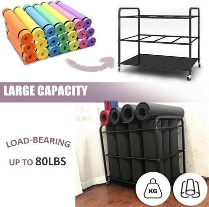 Yoga Mat Storage Rack Basket Workout Equipment Home
