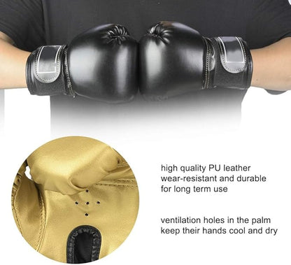 Boxing Gloves, PU Leather Taekwondo Gloves Professional Fighting Children Boxing Training Gloves Thickened Punching Sparring Training Mitts for Kids