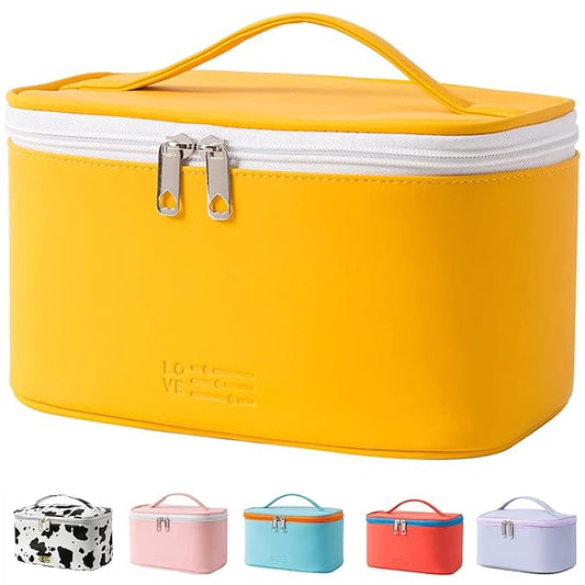 KITENROM Portable Makeup Bag Cosmetic Bags for Women Medium Pouch Case Purse Make Up Organization Waterproof(Yellow)
