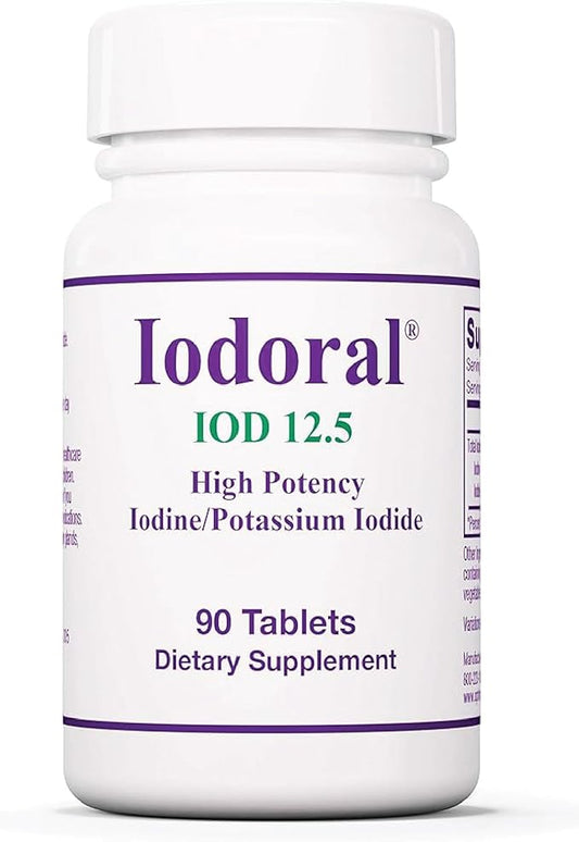 Optimox Iodoral 12.5mg Supplement – Iodine for Thyroid Support, Potassium Iodide Tablets, Lugol Solution, Daily Vitamins & Minerals - 90 Count