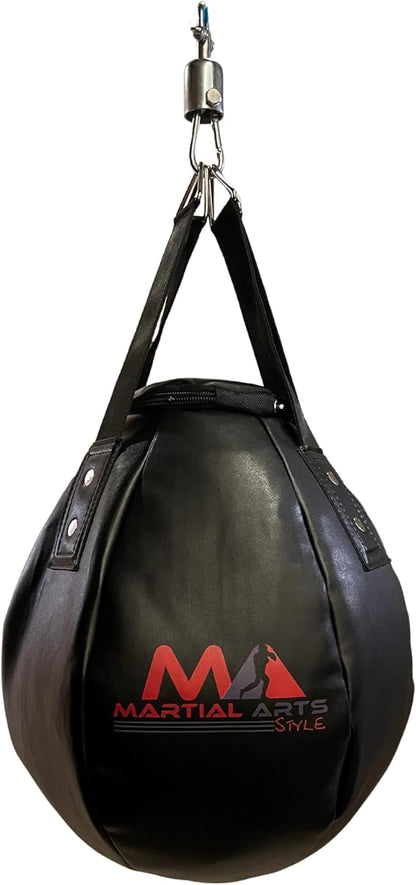Wrecking Ball Punching Bag, Professional Boxing Teardrop Body Snatcher Bag for Training MMA Kickboxing Muay Thai, Round Shaped Heavy Bag (Unfilled)