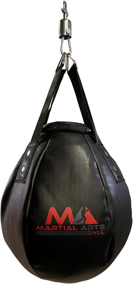 Wrecking Ball Punching Bag, Professional Boxing Teardrop Body Snatcher Bag for Training MMA Kickboxing Muay Thai, Round Shaped Heavy Bag (Unfilled)