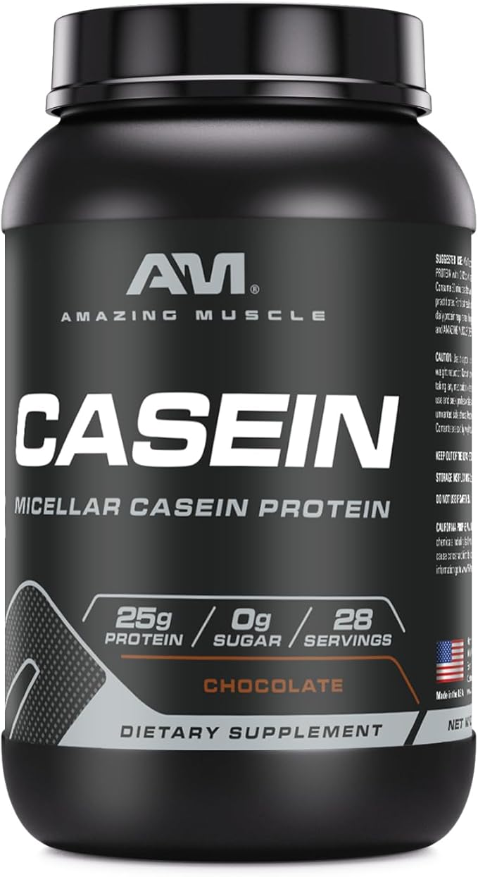 Amazing Muscle Casein Protein Powder | Chocolate Flavor | 25 G Protein | 2 Lb (907 G) | Non-GMO | Made in USA