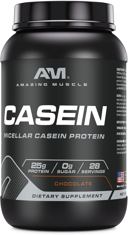 Amazing Muscle Casein Protein Powder | Chocolate Flavor | 25 G Protein | 2 Lb (907 G) | Non-GMO | Made in USA