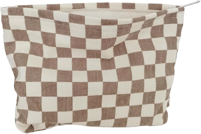 SxoSyo Cosmetic Bags for Women Makeup Bag Large Capacity Purse Travel Toiletry Zipper Storage Pouch Make up Brushes Organizer for Gifts (Chessboard, Beige)