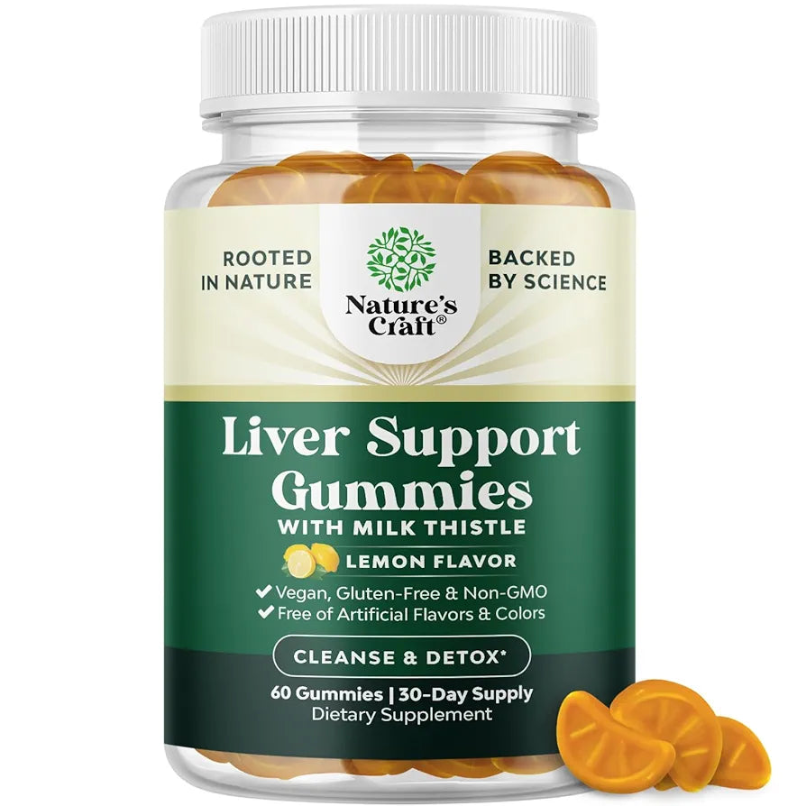 Cleansing Herbal Liver Detox Gummies Liver Support Milk Thistle Gummies with Artichoke Extract Turmeric Curcumin and L-Carnitine - Vegan and Non-GMO - Sweet Lemon (30 Servings)