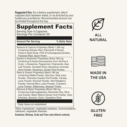 30 Day Gut Cleanse Detox | Advanced Fiber Colon Cleanse to Ease Bowel Movement w/Psyllium Husk & Flaxseed | Reset, Weight Flush & Gut Cleanse Detox
