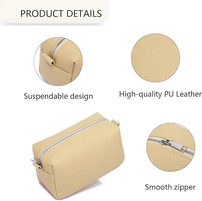 PU leather Organizer Bag Lightweight Cosmetic Bag with Ring Clasp Perfect Travel Makeup Bag for Women (Ground Lotus/PU)