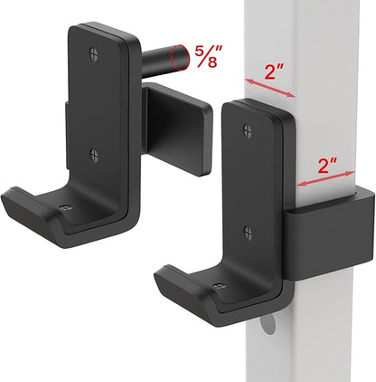 SELEWARE Solid Steel J Hooks for 2" x 2" or 3" x 3" Tube Power Cage with 1" or 5/8" Hole Squat Rack Attachment, J-Hook Barbell Holder for Power Rack, Set of 2