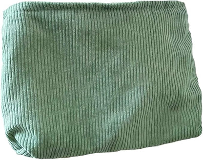 Cosmetic Bags for Women Makeup Bag Large Capacity Purse Travel Toiletry Zipper Storage Pouch Make up Brushes Organizer for Gifts (Corduroy, Grass Green)