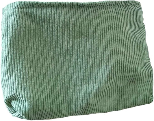 Cosmetic Bags for Women Makeup Bag Large Capacity Purse Travel Toiletry Zipper Storage Pouch Make up Brushes Organizer for Gifts (Corduroy, Grass Green)