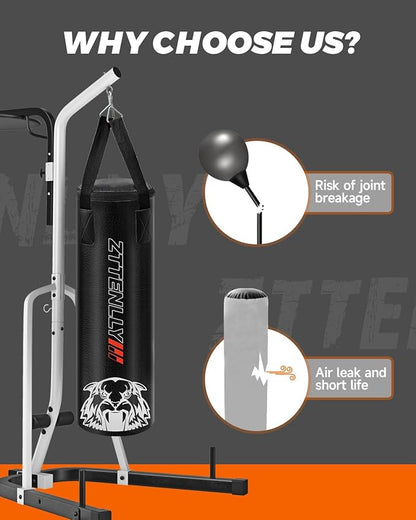 Kids Punching Bag with Gloves - PU Leather & Adjustable Height Strap - Boxing Bag Set for 3-8-14 Years Kids/Youth Great for Boxing, MMA, Kickboxing