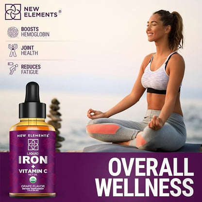 [2 𝐏𝐚𝐜𝐤] Liquid Iron Supplement for Women & Men with Vitamin C 50 mg and Iron 18 mg | Blood Builder for Anemia | Iron Drops | Blood Levels | Immune Support | Non-GMO | Vegan | Gluten-Free