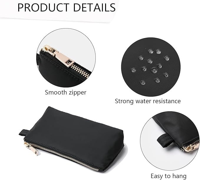 Travel Toiletry Bag for Women Cosmetic Bag with two Dividers Portable Makeup Bag Organizer (Nylon/Black)