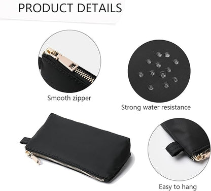 Travel Toiletry Bag for Women Cosmetic Bag with two Dividers Portable Makeup Bag Organizer (Nylon/Black)