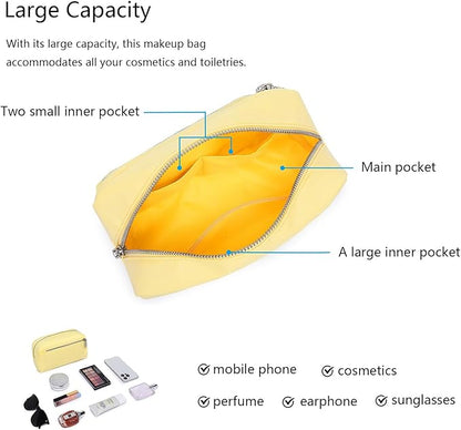 Nylon Female cosmetic bags Canvas toiletry bags Wash bags with large capacity Simple design (Nylon/Yellow)