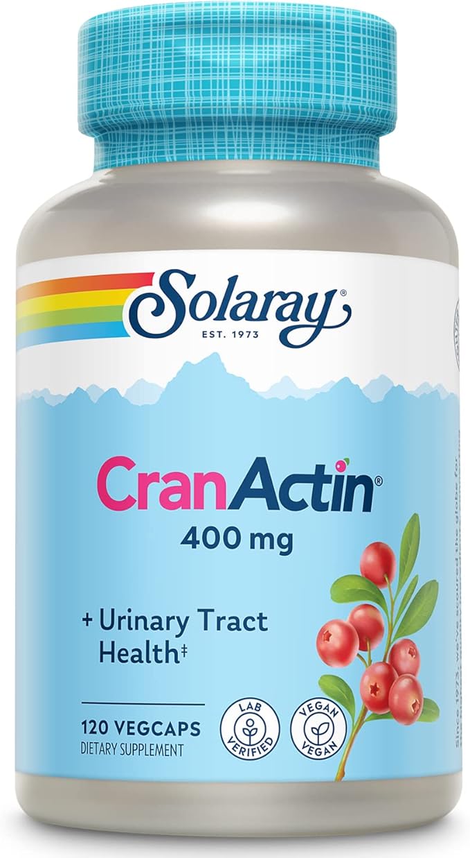 SOLARAY CranActin Cranberry Extract 400 mg - Cranberry Supplements for Women and Men - Bladder and Urinary Tract Health Support with Vitamin C - Vegan, 60-Day Guarantee, 120 Servings, 120 VegCaps