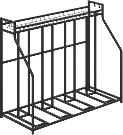 Stand Bike Racks for Garage, 4 Bike Stand Rack with Storage Basket, Metal Floor Bike Parking, Garage Organizer Suitable for Mountain, Hybrid, Adult and Kids Bikes