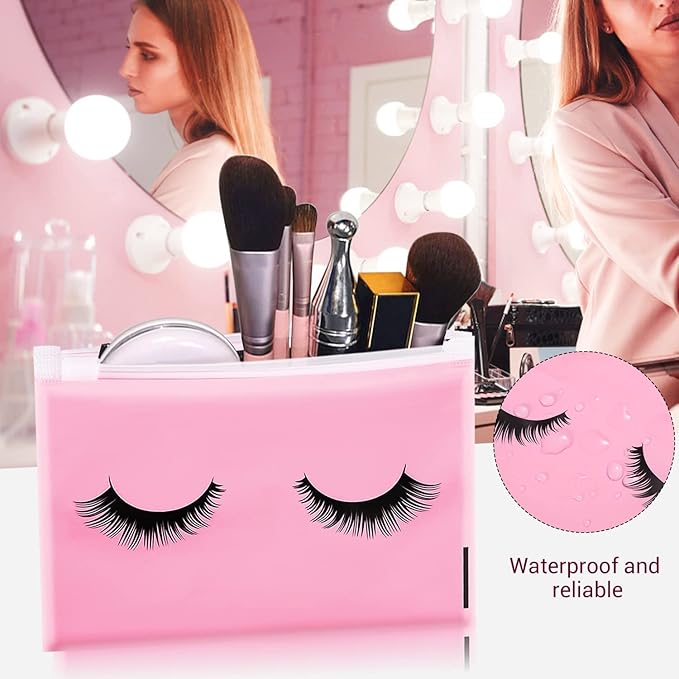 Noverlife 100PCS Eyelash Bags, Eyelash Aftercare Bags, Cosmetic Bags Packaging with Small Zipper, Empty Lash Makeup Storage Bags Pouches Women Travel Pouch Cases, 6" x 4" / 15 x 11cm