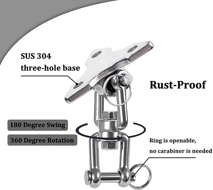 Stainless Steel 304 Heavy Bag Swing Hanger with 360° Rotation - 1200lb Capacity - Ideal for Punching Bag Ceiling Mount, Hammocks, Yoga, and Porch Swings