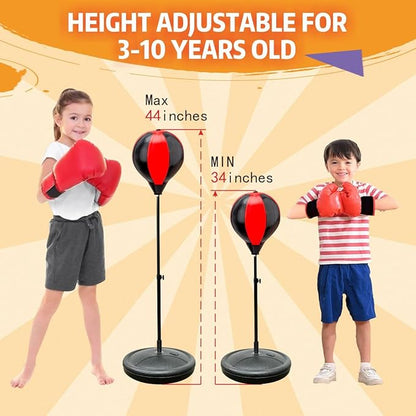 Everlast Kids Boxing Set with Stand, Adjustable Punching Bag for Boys & Girls Aged 3-10, Includes Boxing Gloves