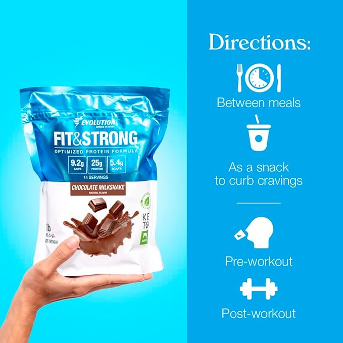 Evolution Advance Nutrition Fit & Strong - Pure Whey Protein Powder with BCAA, 100% Grass-Fed, Quick Absorbing and Fast Digesting for Optimal Muscle Recovery, Natural Flavor – 2 Pounds (Chocolate)