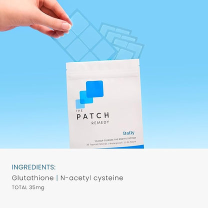 The Patch Remedy Daily Glutathione Patch - 30 Topical Glutathione Patches Plus NAC with Glutathione (Antioxidant) and N-Acetyl-Cysteine, Skin Sticker Cleanse Patch Transdermal