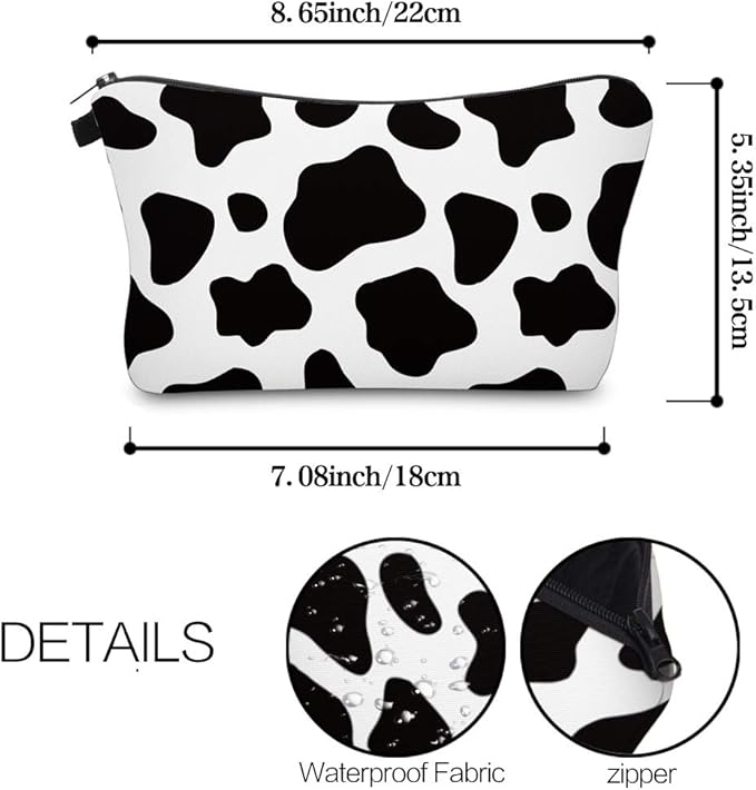 Cute Travel Makeup Bag Cosmetic Bag Small Pouch Gift for Women (Cow Print)