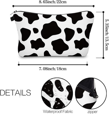 Cute Travel Makeup Bag Cosmetic Bag Small Pouch Gift for Women (Cow Print)