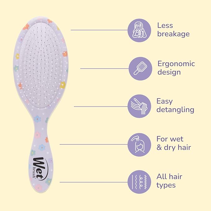 Wet Brush Original Detangling Hair Brush, Daisy (Hello Disney) - Ultra-Soft IntelliFlex Bristles - Detangler Brush Glide Through Tangles With Ease For All - For Women, Men, Wet & Dry Hair