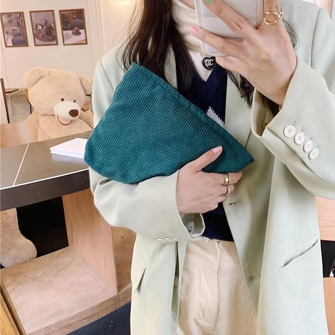 Cosmetic Bags for Women Makeup Bag Large Capacity Purse Travel Toiletry Zipper Storage Pouch Make up Brushes Organizer for Gifts (Corduroy, Turquoise)