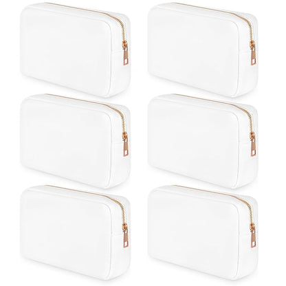 Sweetude 6 Pcs Nylon Makeup Bag Travel Nylon Pouch Zipper Cosmetic Bag for Purse Women Girls Organizer Makeup Pouch for Birthday Wedding Mother's Day Graduation Gifts(M,White)