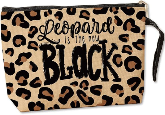 Jztco Leopard Print Makeup Bag - Gifts for Women, Handbag for Leopard Lovers, Birthday and Mother's Day Ideas for Mom, Sister, Friends - Leopard Is The New Black