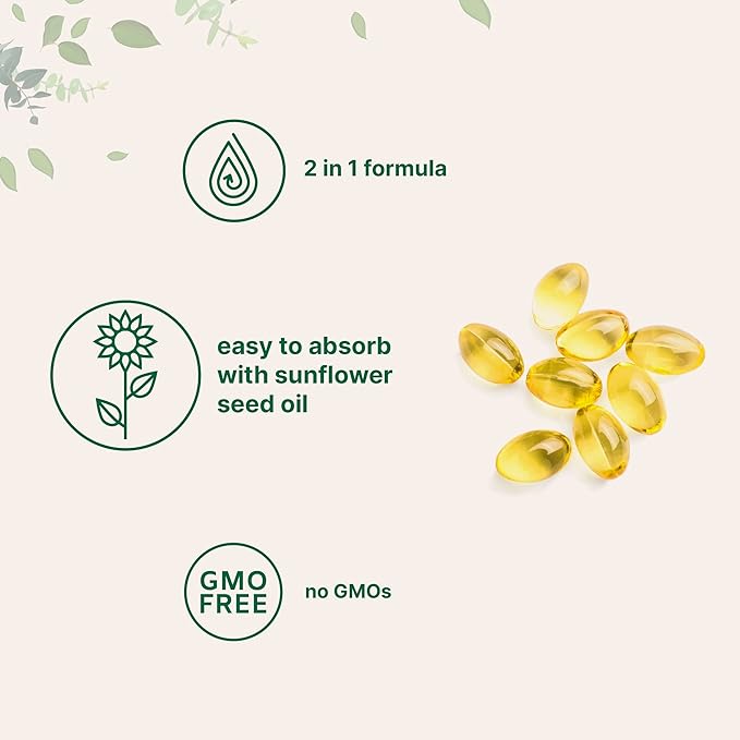 Micro Ingredients Vitamin D3 5,000 IU + K2 MK-7 100 mcg, 300 Softgels | 2-in-1 Bone, Immune & Heart Support | Easy to Swallow, Non-GMO