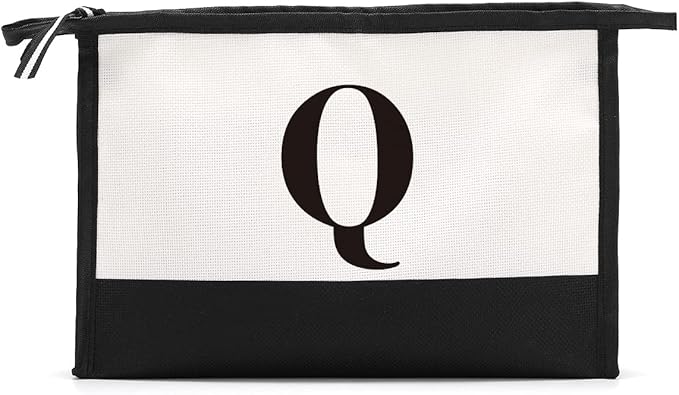 Monogrammed for Women Initial bridesmaid gifts, Personalized monogram Monogram Cosmetic Bag,Travel Makeup Bag Suitable for Wedding weekend Beach Gift for Women Teachers Friends.Pure letters Q