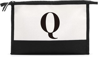 Monogrammed for Women Initial bridesmaid gifts, Personalized monogram Monogram Cosmetic Bag,Travel Makeup Bag Suitable for Wedding weekend Beach Gift for Women Teachers Friends.Pure letters Q