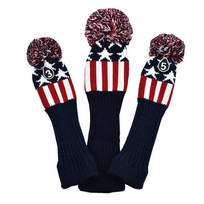 Stripes Knitted Golf Club Head Covers 3 Piece Set 1 3 5 Driver and Fairway HeadCovers Fits 460cc Drivers