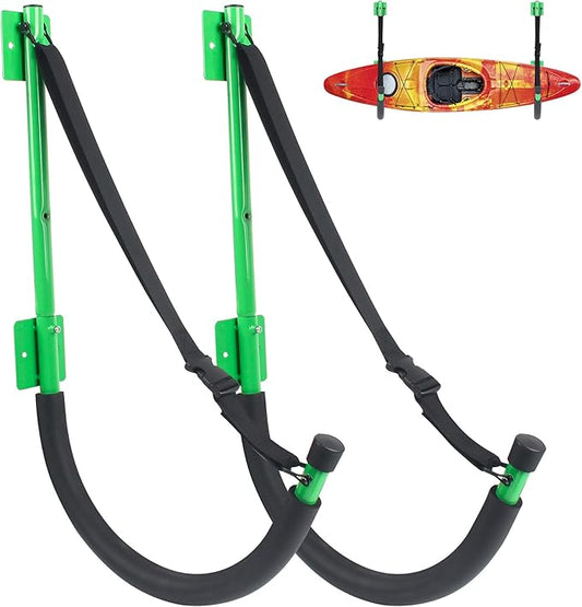 Kayak Storage,Kayak Wall Mount,Heavy Duty Steel Kayak Storage Rack Holds Up to 100 LBS with EVA Protector for Hanging Bicycle Surfboard Snowboard(6 Color,2 Style)
