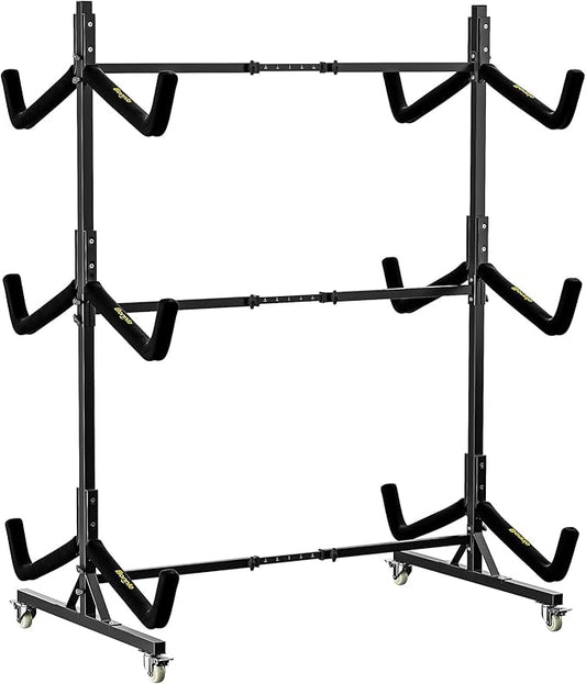 Bonnlo Kayak Stand Freestanding Storage Rack for Kayak Canoe Boat Paddle Board SUP Surfboard for Indoor Outdoor Garage, Shed, Dock with Lockable Wheels Wide Adjustable
