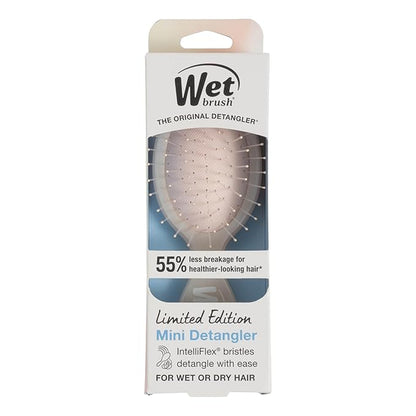 Wet Brush Mini Detangler Hair Brush, Cream (Iridescence Icon), Detangling Travel Hairbrush, Ultra-Soft IntelliFlex Bristles Glide Through Tangles with Ease, Pain-Free, All Hair Types, Limited Edition