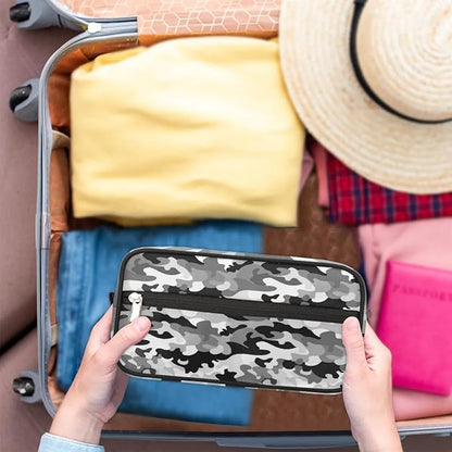 Black Grey Camouflage Hanging Makeup Bag,Toiletry Bag for Women Girl,Travel Cosmetic Bag,Approved Hygiene Bag Waterproof Dopp Kit Organizer for Toiletries Shower Bathroom Carry-on Accessories Gifts