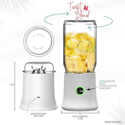 Personal Portable Ball Mason Jar Blender Attachment for wide mouth jars. DESIGNED FOR BALL WIDE MOUTH JARS