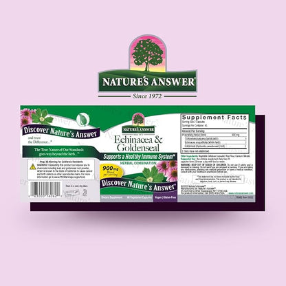 Nature's Answer Echinacea & Goldenseal | Dietary Supplement | Supports a Healthy Immune System | Non-GMO & Kosher Certified | Vegetarian/Vegan Capsules 90ct