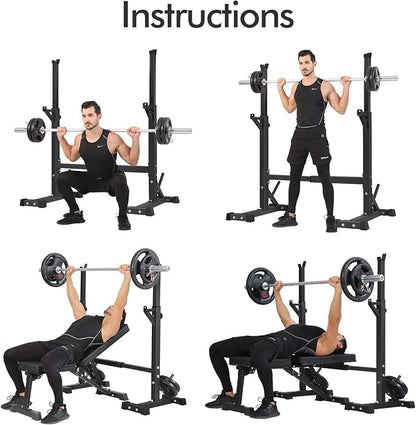 BangTong&Li Squat Rack Stand,Barbell Rack,Bench Press Rack Stand Home Gym Adjustable Weight Rack 550Lbs