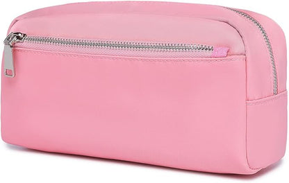 Nylon Female cosmetic bags Canvas toiletry bags Wash bags with large capacity Simple design (Nylon/Pink)