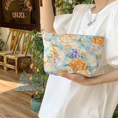 Cosmetic Bags for Women Makeup Bag Large Capacity Purse Travel Toiletry Zipper Storage Pouch Make up Brushes Organizer for Gifts (peony flower, Colorful)