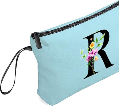 SEAMOON Women Birthday Maid of Honor Monogrammed Gifts for Bride Bridesmaid Sister Friend Her Teacher Makeup Cosmetic Bag with Mirror Mothers Day Christmas Graduation R