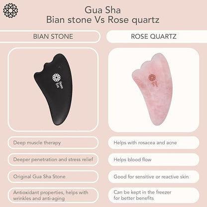 Gua Sha Facial Tools - Rose Quartz Gua Sha Stone for Body Massage, Physical Therapy & Skincare - Includes Massage Tool, Protective Case & E-Book