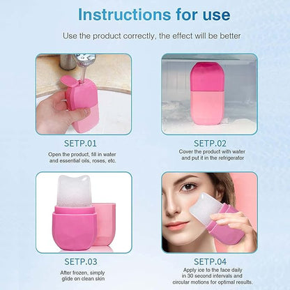 Upgrade Ice Cube Face Roller, Facial & Eyes and Neck, Brighten Skin & Enhance Your Natural Glow, Facial Treatment to Tighten Skin & De-Puff The Eye Area, Cryotherapy for Face (Navy Blue)