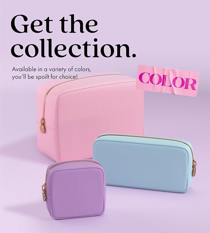Embla Makeup Bag Travel Cosmetics Pouch and Toiletry Bag, Nylon Zipper Pouch Purse, Cute Make Up Organizer Storage Tote for Women Girls, Waterproof Travel Skincare Case, Small Makeup Bags, Plum